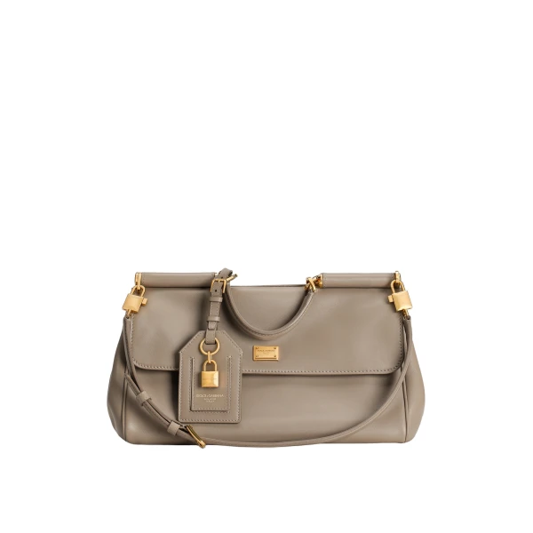 Beige Dolce & Gabbana Medium My Sicily handbag in plongé calfskin | Totes & Top-Handle Bags
