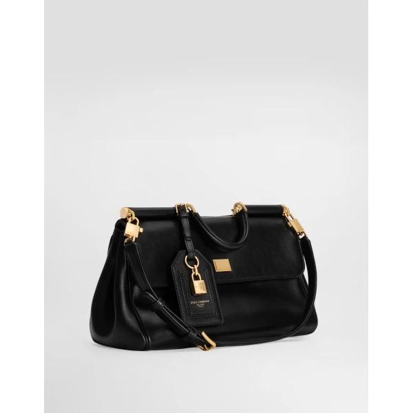 Black Dolce & Gabbana Medium My Sicily handbag in plongé calfskin, view 3 | Totes & Top-Handle Bags