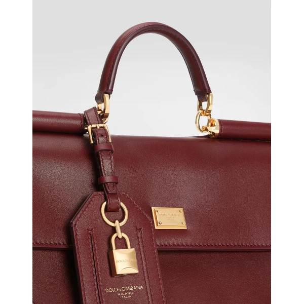 Bordeaux Dolce & Gabbana Medium My Sicily handbag in plongé calfskin, view 4 | Totes & Top-Handle Bags