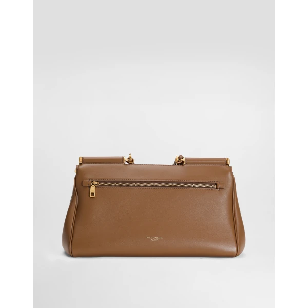 Brown Dolce & Gabbana Medium My Sicily handbag in plongé calfskin, view 3 | Totes & Top-Handle Bags