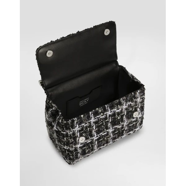 Black Dolce & Gabbana Medium Sicily boucle handbag, view 4 | Totes & Top-Handle Bags