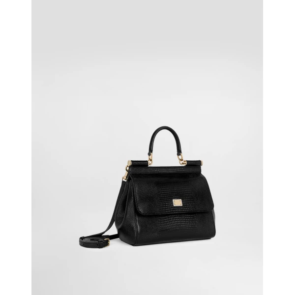 Black Dolce & Gabbana Medium Sicily handbag, view 2 | Totes & Top-Handle Bags