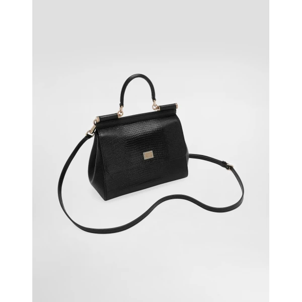 Black Dolce & Gabbana Medium Sicily handbag, view 5 | Totes & Top-Handle Bags