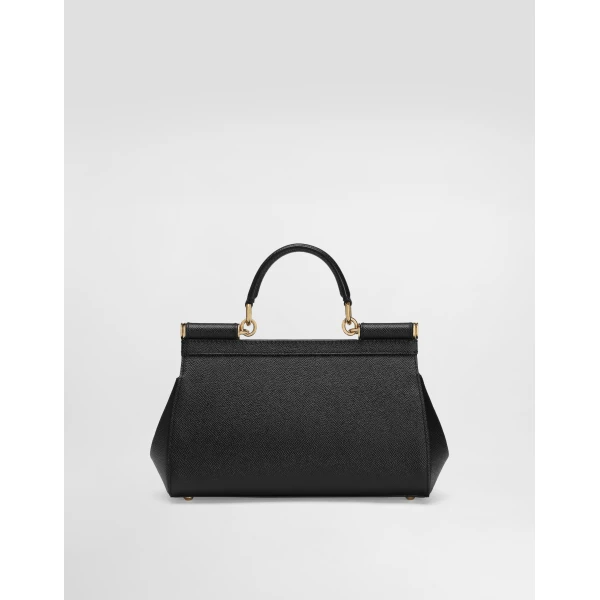 Black Dolce & Gabbana Medium Sicily handbag in dauphine calfskin, view 4 | Totes & Top-Handle Bags