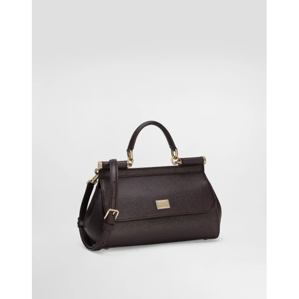 Bordeaux Dolce & Gabbana Medium Sicily handbag in dauphine calfskin, view 3 | Totes & Top-Handle Bags