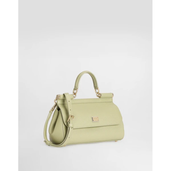 Green Dolce & Gabbana Medium Sicily handbag in dauphine calfskin, view 2 | Totes & Top-Handle Bags
