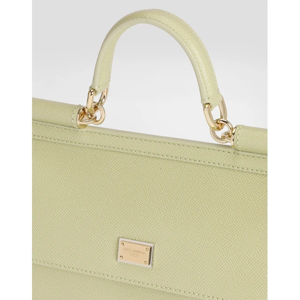 Green Dolce & Gabbana Medium Sicily handbag in dauphine calfskin, view 4 | Totes & Top-Handle Bags