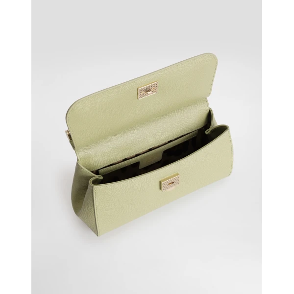 Green Dolce & Gabbana Medium Sicily handbag in dauphine calfskin, view 5 | Totes & Top-Handle Bags