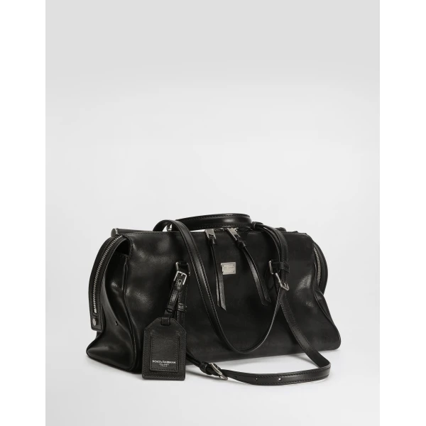 Black Dolce & Gabbana Medium Vittoria calfskin bag, view 3 | Shoulder & Crossbody Bags