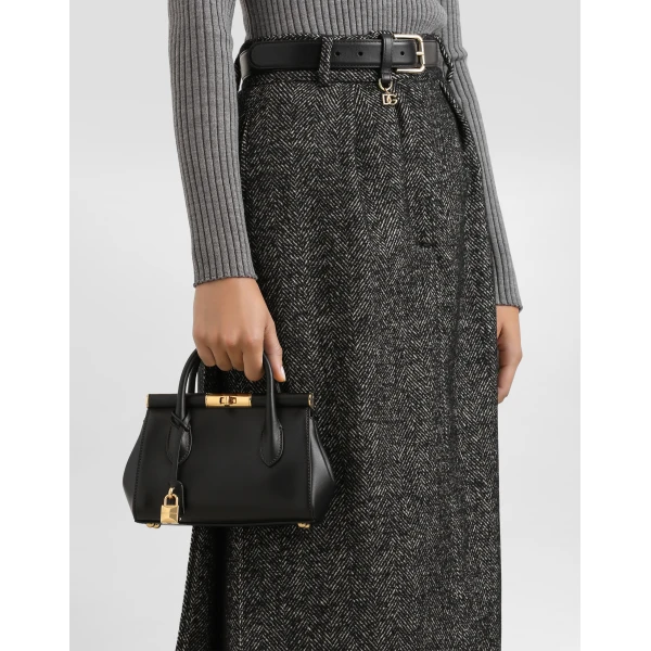 Black Dolce & Gabbana Mini Marlene Day bag in palmellato calfskin, view 2 | Mini Bags