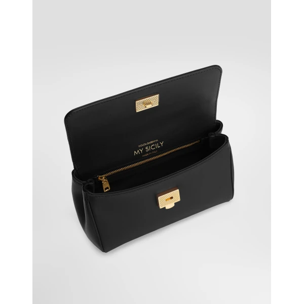 Black Dolce & Gabbana Mini My Sicily handbag in plongé calfskin, view 4 | Mini Bags
