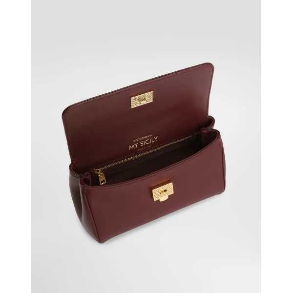 Bordeaux Dolce & Gabbana Mini My Sicily handbag in plongé calfskin, view 4 | Mini Bags