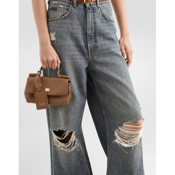 Brown Dolce & Gabbana Mini My Sicily handbag in plongé calfskin, view 2 | Mini Bags