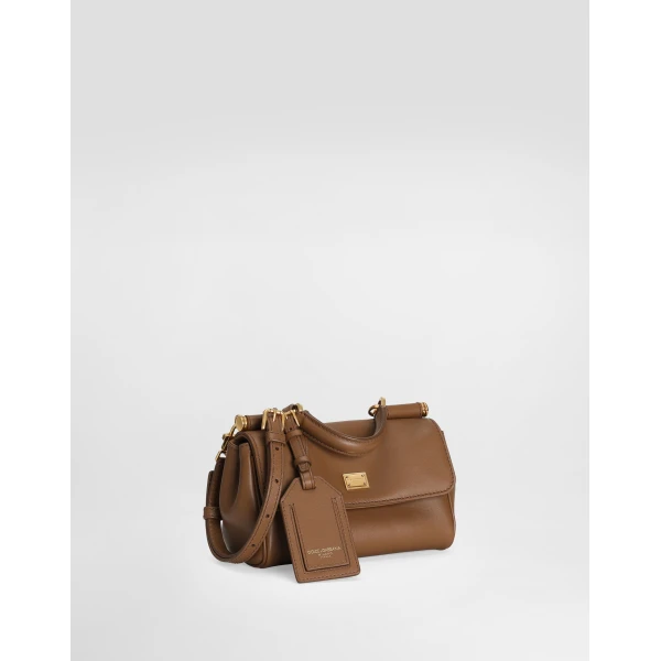 Brown Dolce & Gabbana Mini My Sicily handbag in plongé calfskin, view 3 | Mini Bags