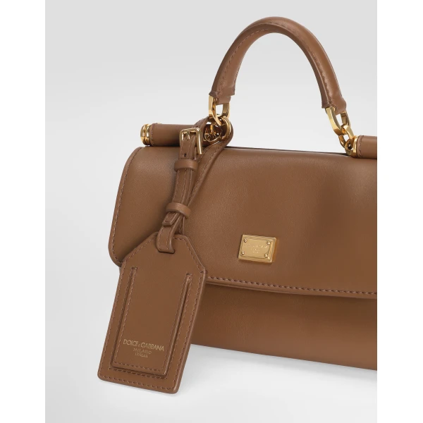 Brown Dolce & Gabbana Mini My Sicily handbag in plongé calfskin, view 5 | Mini Bags