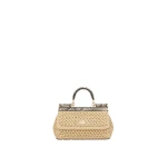 Neutral Dolce & Gabbana Mini Sicily handbag in crochet raffia | Mini Bags