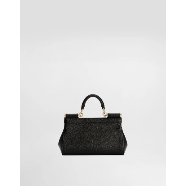 Black Dolce & Gabbana Mini Sicily handbag in dauphine calfskin, view 4 | Mini Bags