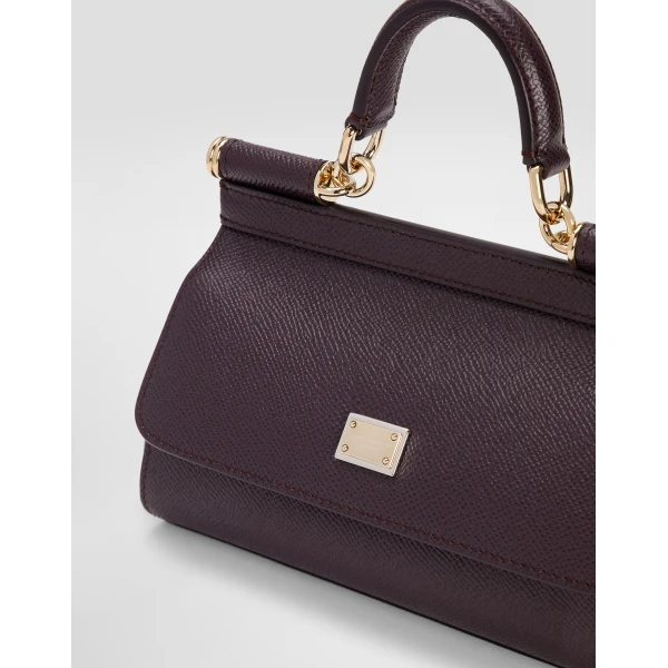 Bordeaux Dolce & Gabbana Mini Sicily handbag in dauphine calfskin, view 4 | Mini Bags