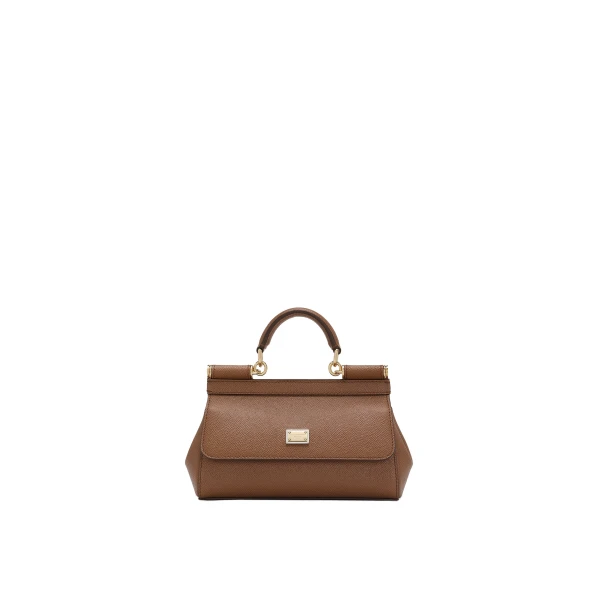 Brown Dolce & Gabbana Mini Sicily handbag in dauphine calfskin | Mini Bags
