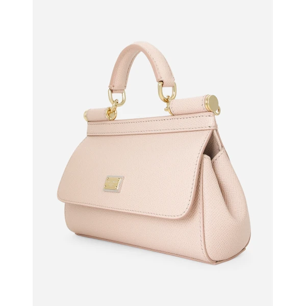 Pink Dolce & Gabbana Mini Sicily handbag in dauphine calfskin, view 6 | Mini Bags