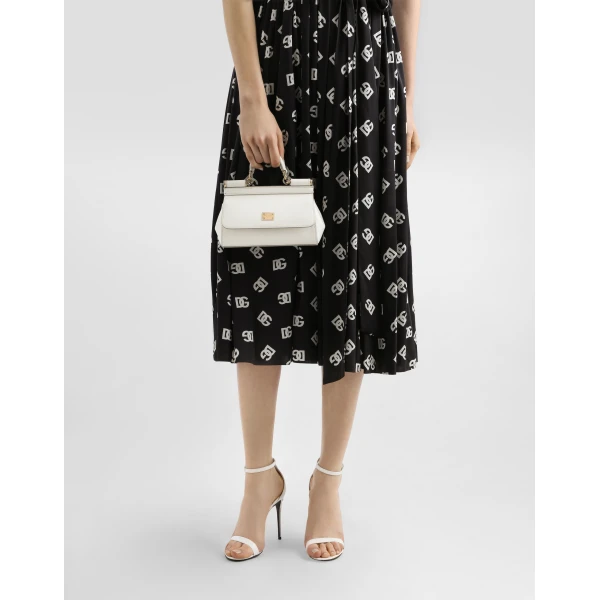 White Dolce & Gabbana Mini Sicily handbag in dauphine calfskin, view 2 | Mini Bags