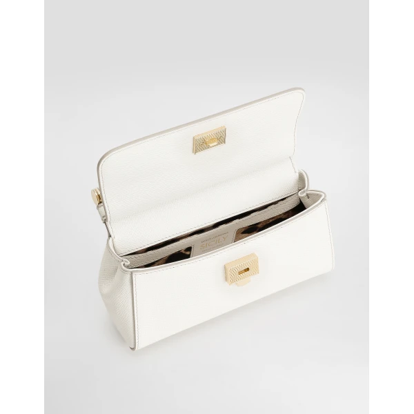 White Dolce & Gabbana Mini Sicily handbag in dauphine calfskin, view 5 | Mini Bags