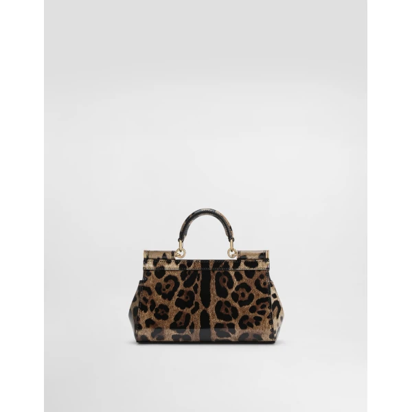 Print Dolce & Gabbana Mini Sicily handbag in leo-print polished calfskin, view 4 | Mini Bags