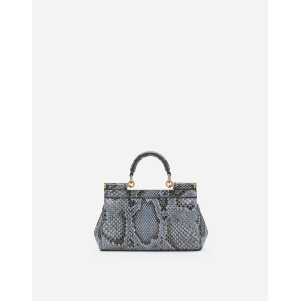 Light Blue Dolce & Gabbana Mini Sicily handbag in python leather, view 4 | Mini Bags
