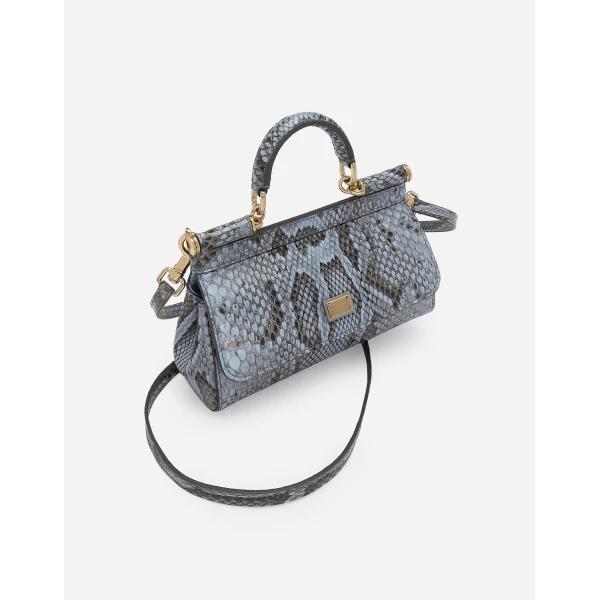Light Blue Dolce & Gabbana Mini Sicily handbag in python leather, view 6 | Mini Bags