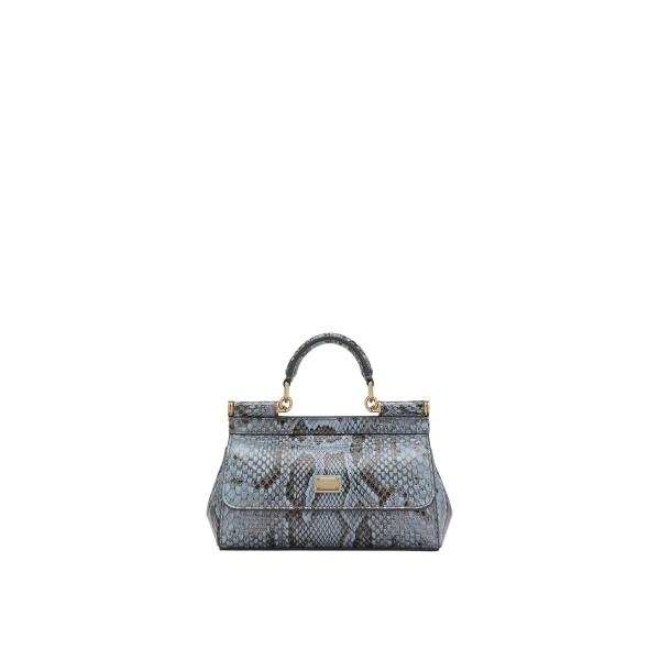 Light Blue Dolce & Gabbana Mini Sicily handbag in python leather | Mini Bags