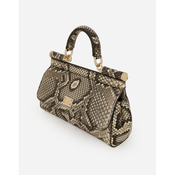 Yellow Dolce & Gabbana Mini Sicily handbag in python leather, view 5 | Mini Bags