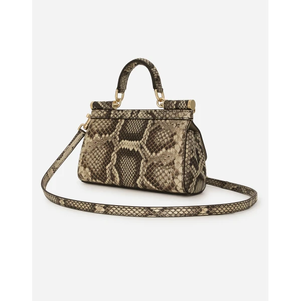 Yellow Dolce & Gabbana Mini Sicily handbag in python leather, view 6 | Mini Bags