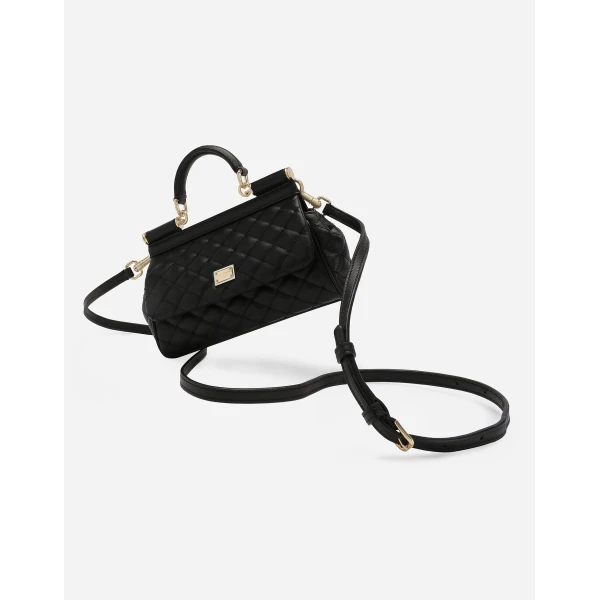 Black Dolce & Gabbana Mini Sicily handbag in quilted nappa leather, view 6 | Mini Bags