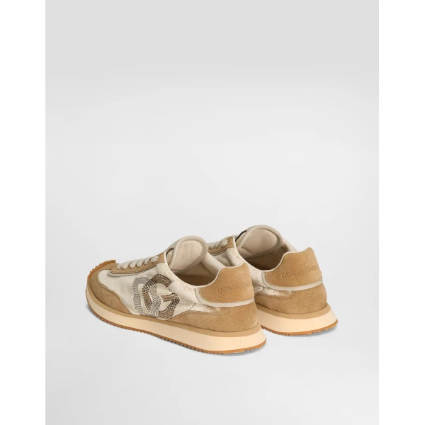 Beige Dolce & Gabbana Mixed-material DG Cushion sneakers, view 3 | Sneakers