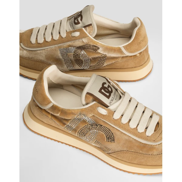 Beige Dolce & Gabbana Mixed-material DG Cushion sneakers, view 4 | Sneakers
