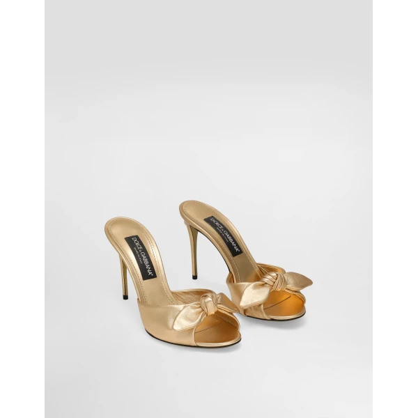 Gold Dolce & Gabbana Mordoré nappa leather sandals, view 2 | Mules