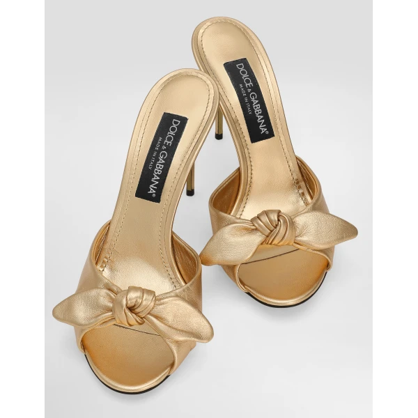 Gold Dolce & Gabbana Mordoré nappa leather sandals, view 4 | Mules