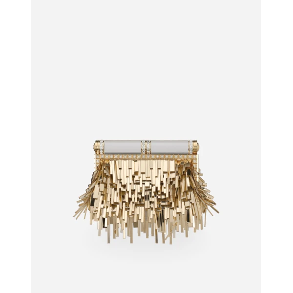 Gold Dolce & Gabbana Mordore nappa bag with fringing, view 4 | Mini Bags