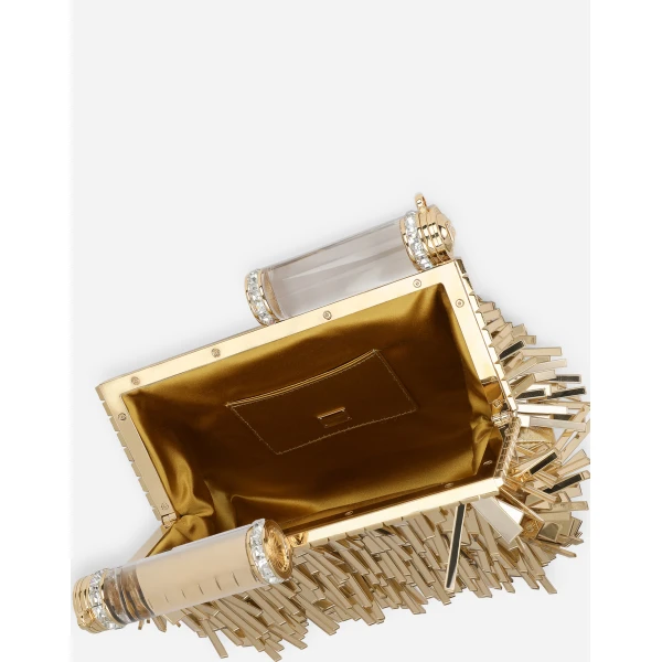 Gold Dolce & Gabbana Mordore nappa bag with fringing, view 5 | Mini Bags