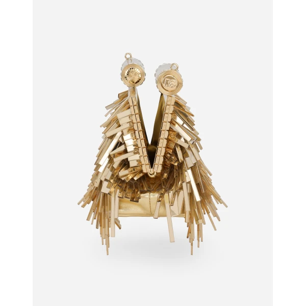 Gold Dolce & Gabbana Mordore nappa bag with fringing, view 6 | Mini Bags