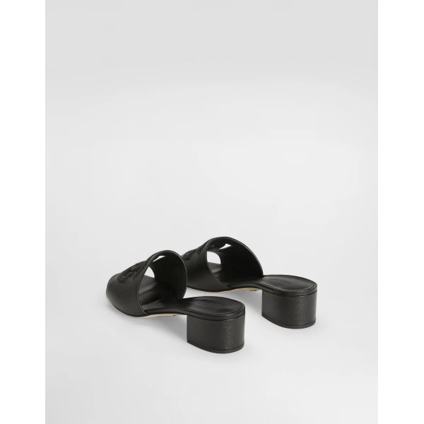 Black Dolce & Gabbana Mule in dauphine calfskin, suede and rhinestones, view 3 | Mules