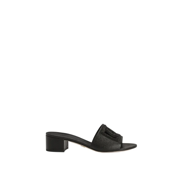 Black Dolce & Gabbana Mule in dauphine calfskin, suede and rhinestones | Mules