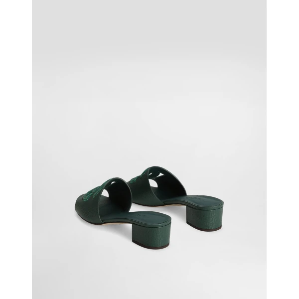 Multicolour Dolce & Gabbana Mule in dauphine calfskin, suede and rhinestones, view 3 | Mules