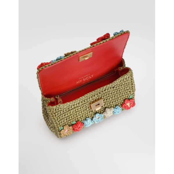 Multicolour Dolce & Gabbana My sicily raffia crochet handbag, view 5 | Totes & Top-Handle Bags