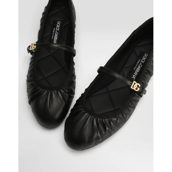 Black Dolce & Gabbana Nappa leather ballet flats, view 4 | Flats