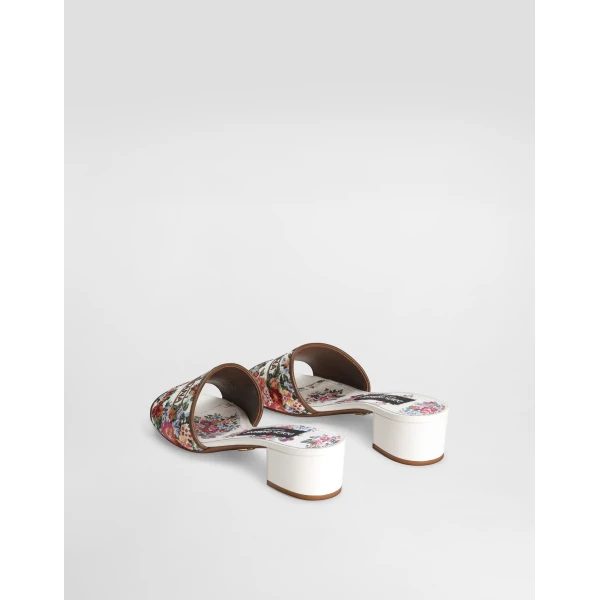 White Dolce & Gabbana Nappa leather mules with embroidery, view 3 | Flip Flops & Slides