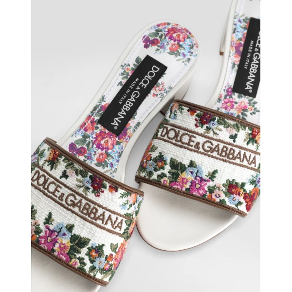 White Dolce & Gabbana Nappa leather mules with embroidery, view 4 | Flip Flops & Slides