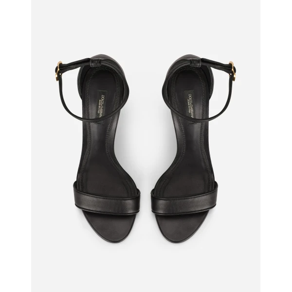 Black Dolce & Gabbana Nappa leather sandals with baroque DG detail, view 4 | Sandals