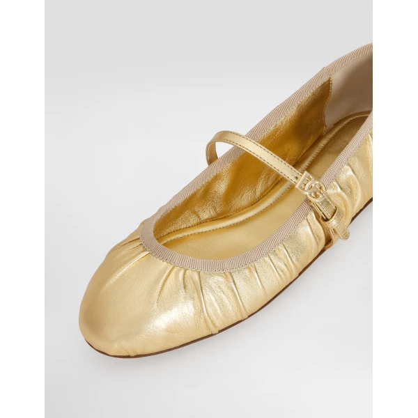Gold Dolce & Gabbana Nappa mordore ballet flats, view 4 | Flats