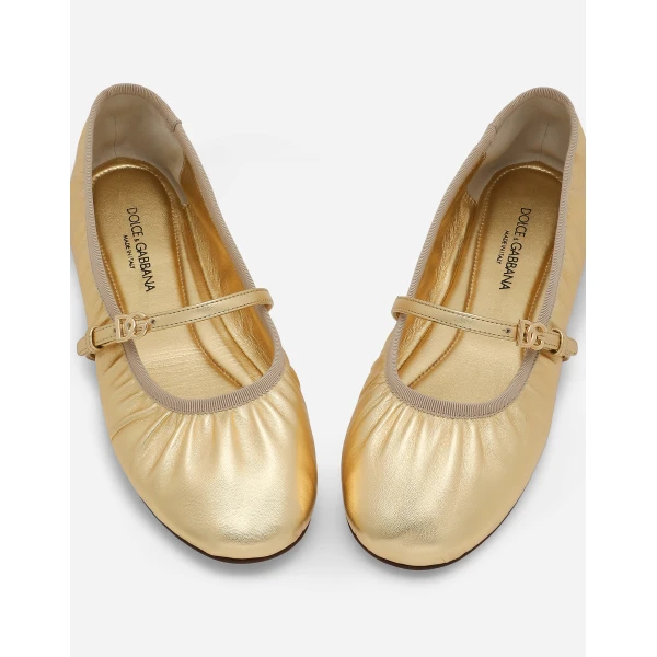 Gold Dolce & Gabbana Nappa mordore ballet flats, view 5 | Flats